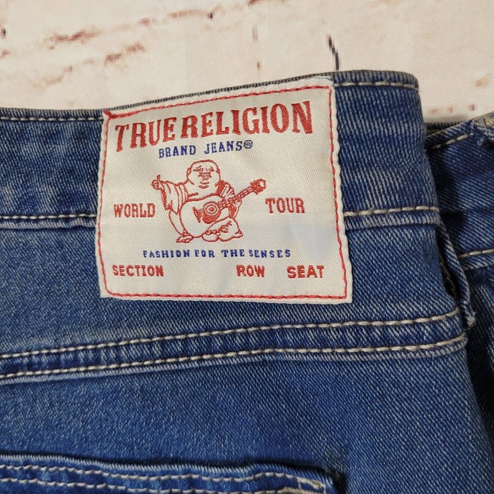 NWT True Religion Becca Dark Glacial, Crystal Flap Bootcut Jeans Size 32 - Picture 7 of 10